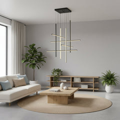 LED Chandelier with 8 Lights and Remote Dimming in Matte Black