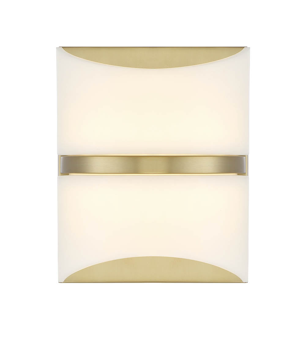 LED Flush Mount Wall Sconce, 10.5" H x 8.5" W with Brass Finish
