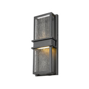 LED Light Fixture, 18 in H, Black Aluminum with Seeded Glass Shade