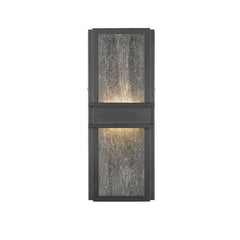 LED Light Fixture, 18 in H, Black Aluminum with Seeded Glass Shade