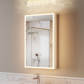 Frameless LED Medicine Cabinet with Defogger and Magnifying Mirror in Silver