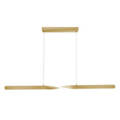 LED Pendant Light, 47.6 in Wide, Satin Brass with White Acrylic Shade