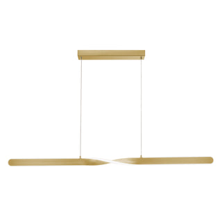 LED Pendant Light, 47.6 in Wide, Satin Brass with White Acrylic Shade