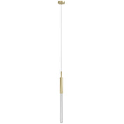 LED Pendant Light with Hobnail Glass in Brushed Brass