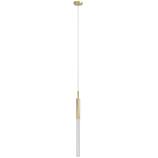 LED Pendant Light with Hobnail Glass in Brushed Brass