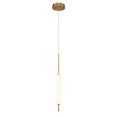 LED Pendant Light with White Glass Shade in Antique Brass