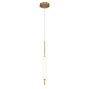LED Pendant Light with White Glass Shade in Antique Brass