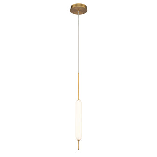 LED Pendant Light with White Glass Shade in Antique Brass