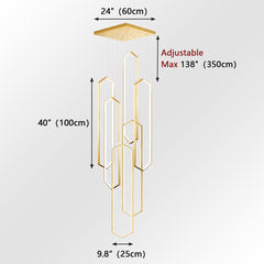 LED Ring Chandelier with 6 Light Tiers in Gold Metal