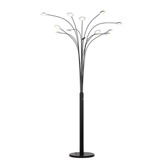 LED Tree Floor Lamp with 12 Lights, 84 Inches Tall, Matte Black