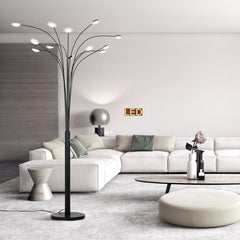 LED Tree Floor Lamp with 12 Lights, 84 Inches Tall, Matte Black