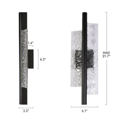 LED Wall Sconce, 2-Light, Matte Black with Clear Textured Shade