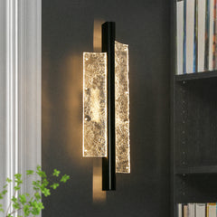 LED Wall Sconce, 2-Light, Matte Black with Clear Textured Shade