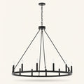 Front | studio front of the matte-black 12-light ring and chain