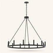 Front | studio front of the matte-black 12-light ring and chain