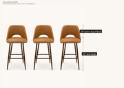 Detail | seat height and back height, all three stools shown, sold as a set of 3