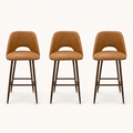 Front | all three matching stools centered on paper, keyhole cutout back and wood-grain footrest ring visible