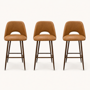 Front | all three matching stools centered on paper, keyhole cutout back and wood-grain footrest ring visible