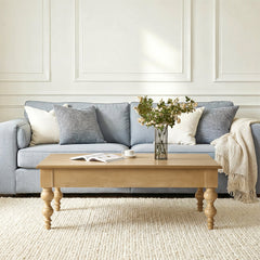 Lift-Top Coffee Table, 52 in Wide, Solid and Engineered Wood in Natural