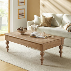 Lift-Top Coffee Table, 52 in Wide, Solid and Engineered Wood in Natural