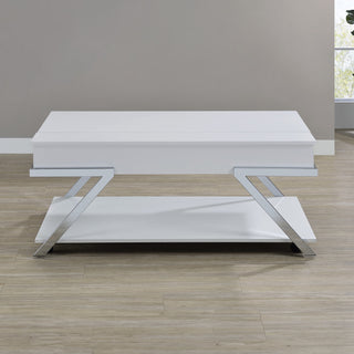Lift-Top Coffee Table, White Manufactured Wood, 47.25 in Wide