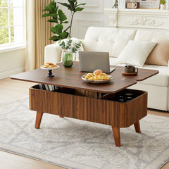 Lift-Top Coffee Table with Storage, Walnut Manufactured Wood