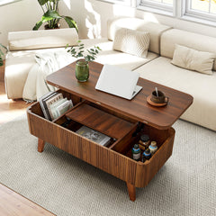 Lift-Top Coffee Table with Storage, Walnut Manufactured Wood