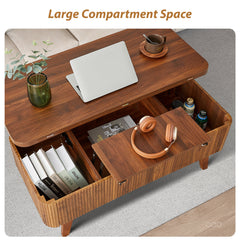 Lift-Top Coffee Table with Storage, Walnut Manufactured Wood