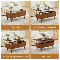 Lift-Top Coffee Table with Storage, Walnut Manufactured Wood