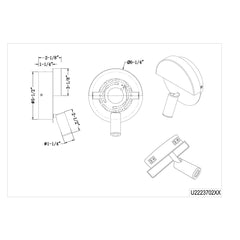Light Fixture, 2 Lights, Metal with Integrated LED