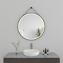 Lighted Bathroom Mirror, Aurora, Round Dimmable LED in Silver and Matte Black