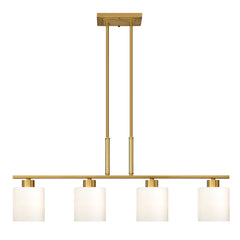 Linear Chandelier, 4-Light, Gold Steel with Glass Shades