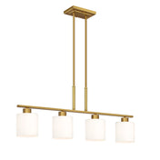 Linear Chandelier, 4-Light, Gold Steel with Glass Shades