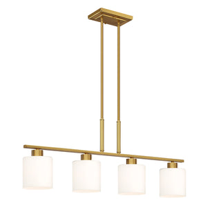 Linear Chandelier, 4-Light, Gold Steel with Glass Shades