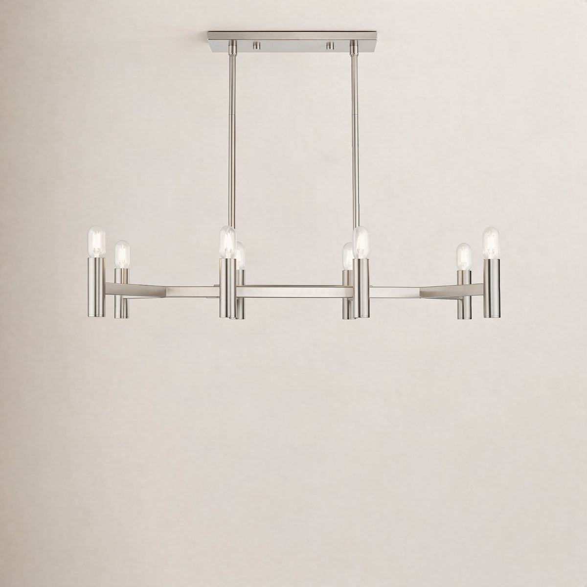 Linear Chandelier, 8-Light, Steel in Brushed Nickel