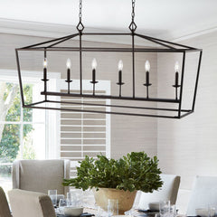 Linear Pendant Light with 6 Lights in Oil Rubbed Bronze