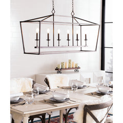 Linear Pendant Light with 6 Lights in Oil Rubbed Bronze