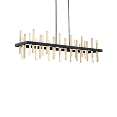 Linear Pendant Light with Integrated LED, 56 in W, Black and Aged Brass