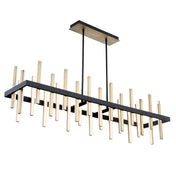 Linear Pendant Light with Integrated LED, 56 in W, Black and Aged Brass