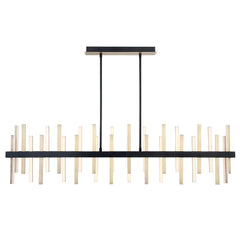 Linear Pendant Light with Integrated LED, 56 in W, Black and Aged Brass