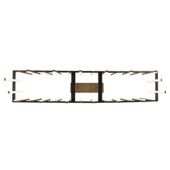 Linear Pendant Light with Integrated LED, 56 in W, Black and Aged Brass