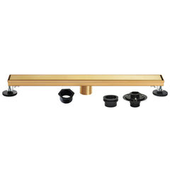 Linear Shower Drain, Watercourse, 32 Inch with Tile Insert in Brushed Brass