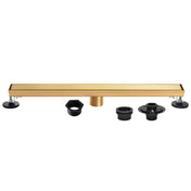 Linear Shower Drain, Watercourse, 32 Inch with Tile Insert in Brushed Brass