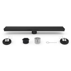 Linear Shower Drain, Watercourse, 48 Inch with Reversible Tile Insert in Matte Black