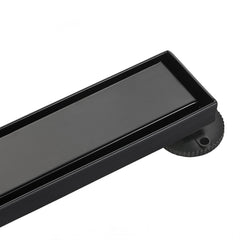 Linear Shower Drain, Watercourse, 48 Inch with Reversible Tile Insert in Matte Black