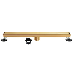 Linear Shower Drain, Watercourse, 48-Inch with Reversible Tile Insert in Brushed Brass