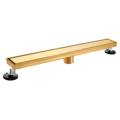 Linear Shower Drain, Watercourse, 48-Inch with Reversible Tile Insert in Brushed Brass