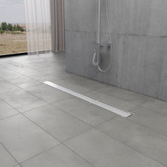 Linear Shower Drain, Watercourse, 48 Inch with Reversible Tile Insert in Brushed Nickel