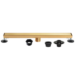 Linear Shower Drain, Watercourse, 48 Inch with Tile Insert in Brushed Brass