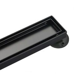Linear Shower Drain, Watercourse, 60 Inch with Reversible Tile Insert in Matte Black